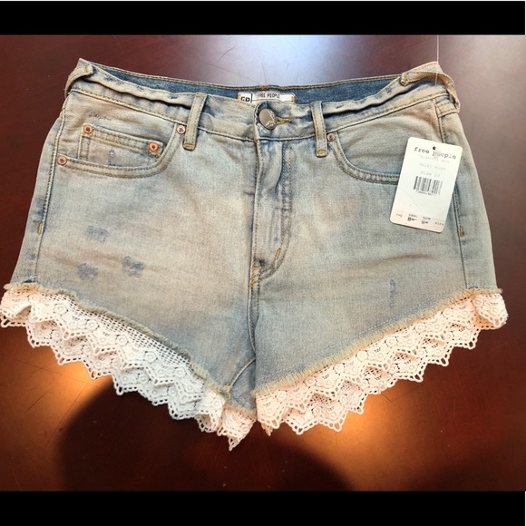 Free People Pants - NWT Free People Jean Shorts with White Lace